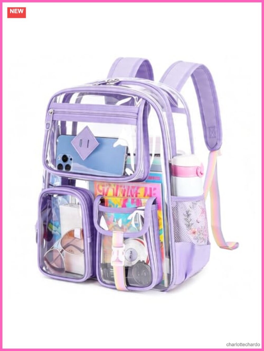 Heavy Duty PVC Transparent Clear Backpack for School Stadium Approved See